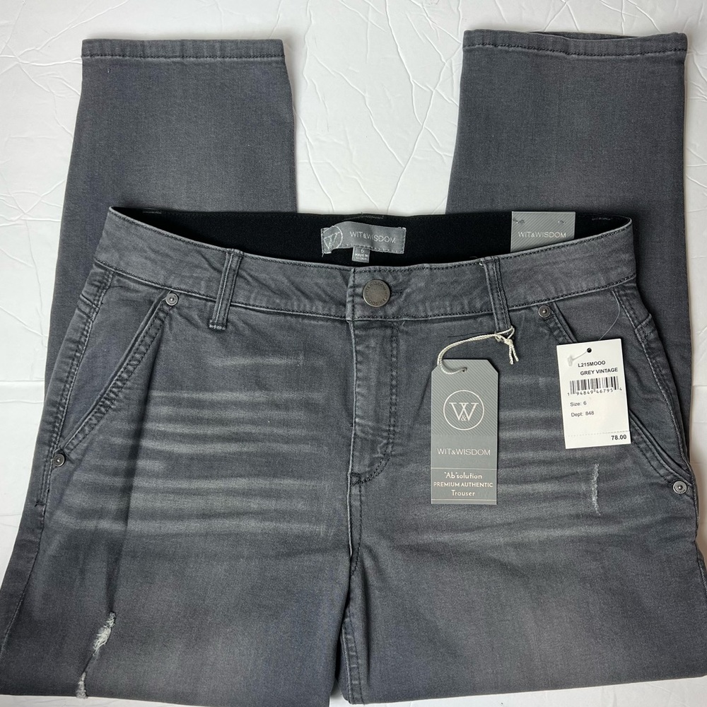 Wit & Wisdom Gray Distressed Ab Solutions Trouser Jean Pants